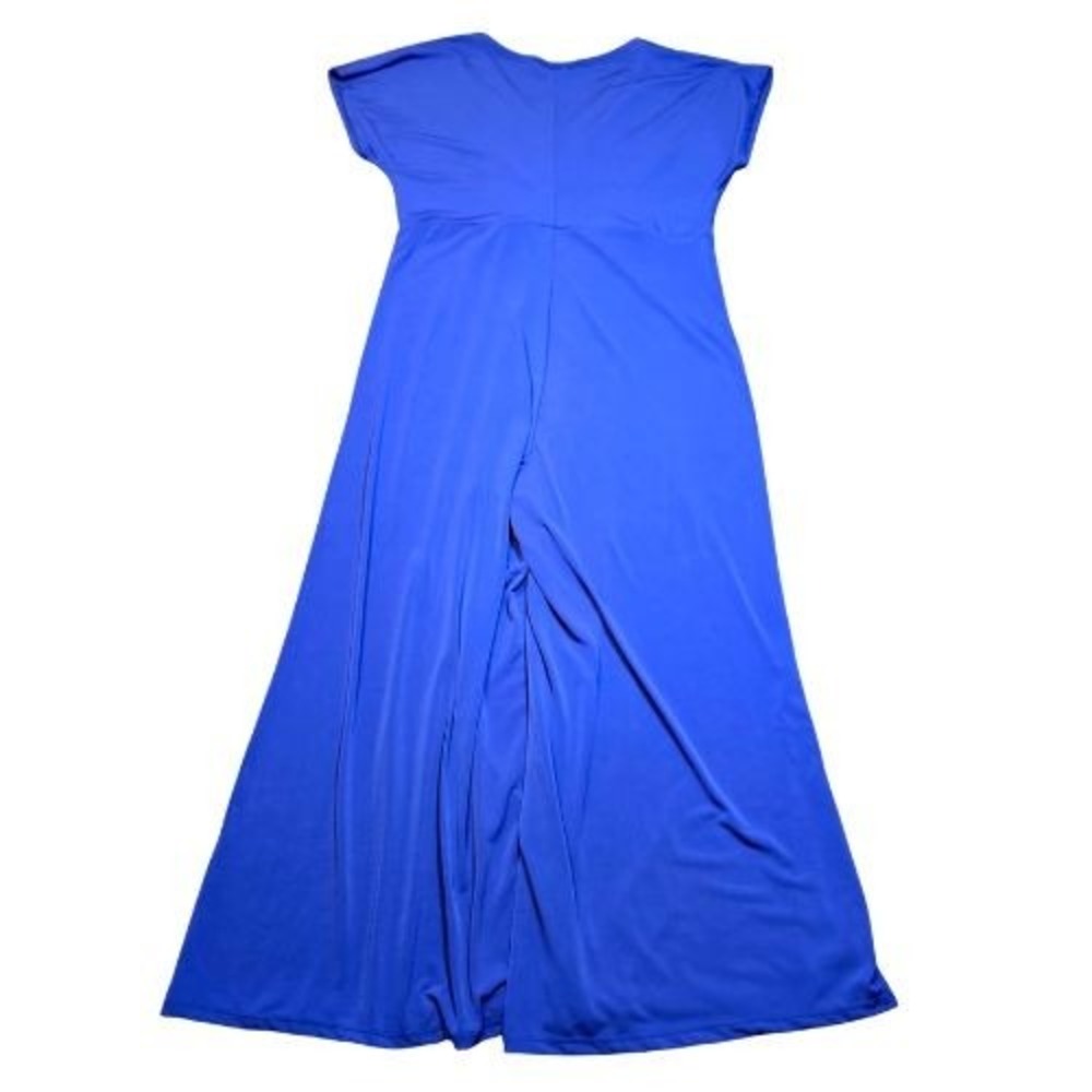 Bella Flore S Royal Blue Wide Leg Jumpsuit Surplice V-Neck Cap Sleeve Palazzo